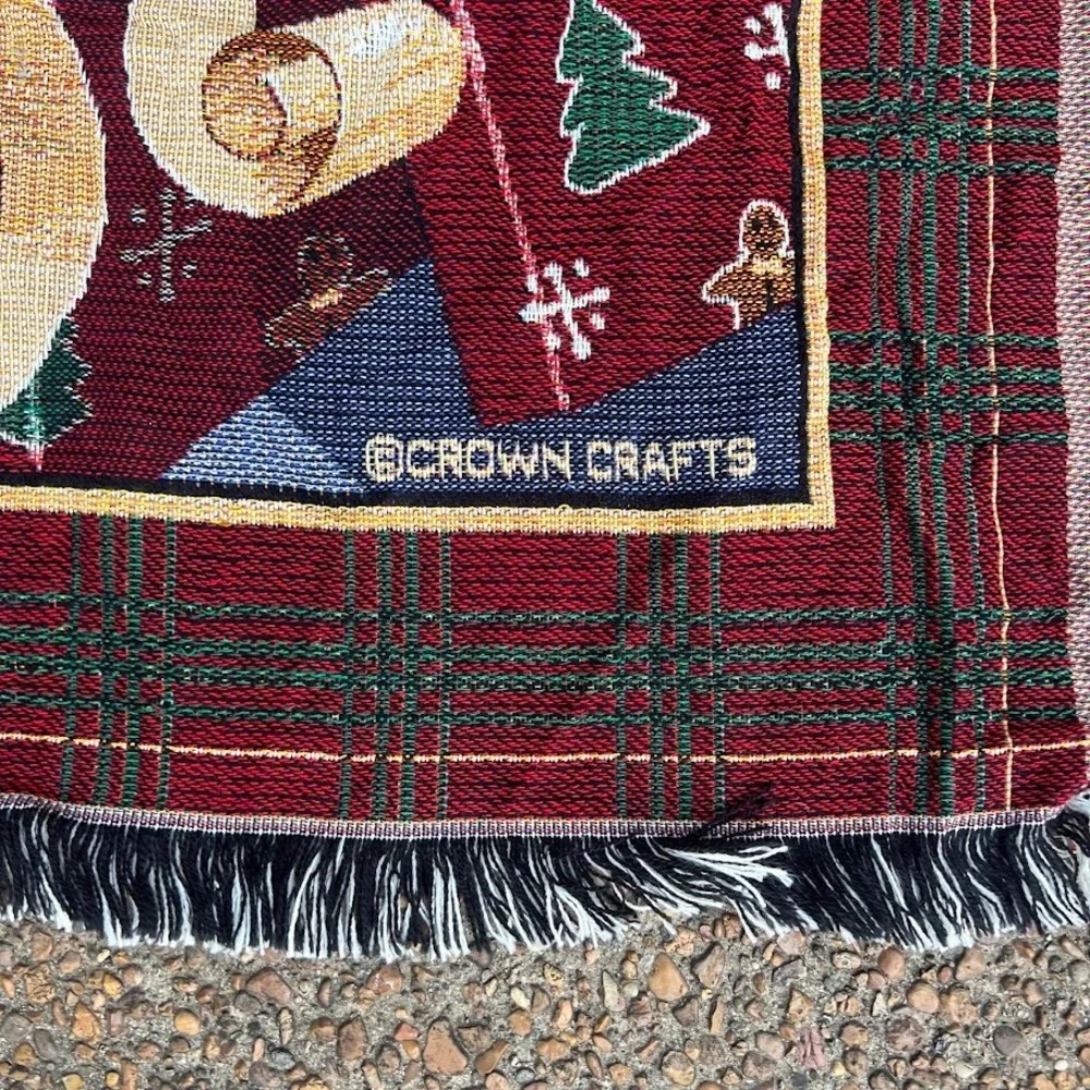 Crown Crafts Christmas Puppies Tapestry Blanket Woven Throw Holiday Nutcracker